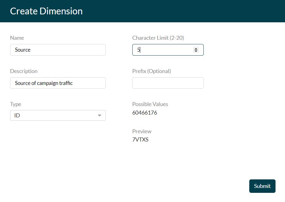 ID Dimensions for CID or UTM_ID